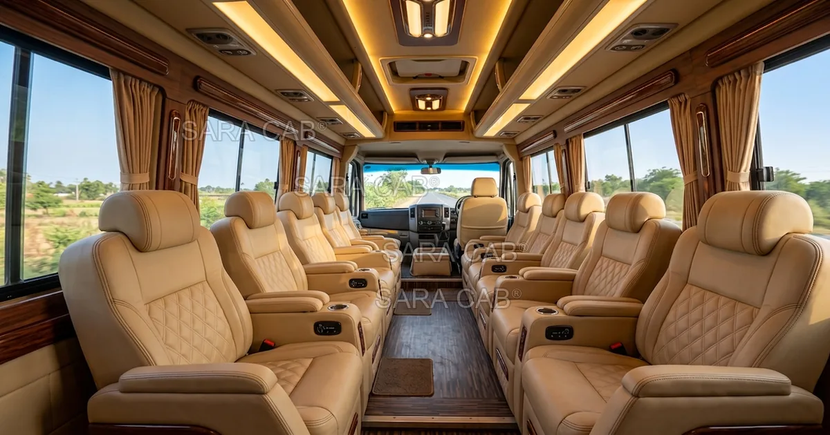 9 Seater Maharaja Tempo Traveller Rental in Chennai - Sara Cab Watermarked